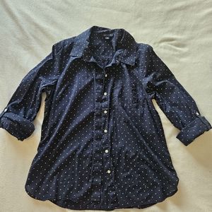 Tommy Hilfiger, blue button up with white dots, size 6